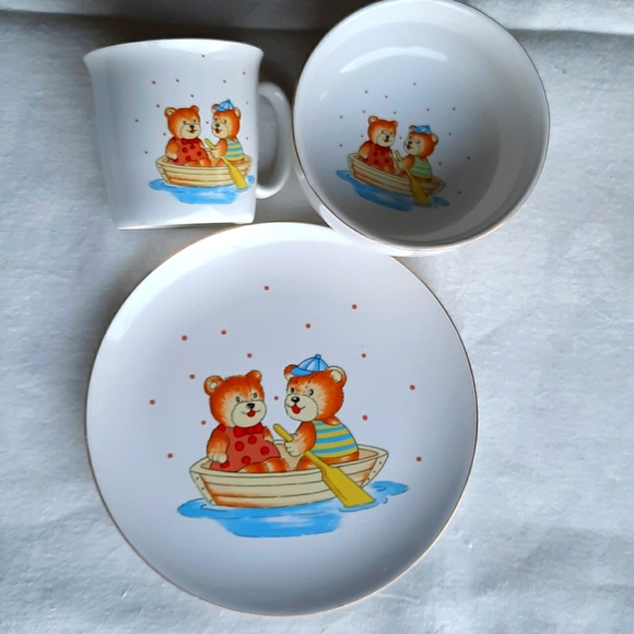 Vintage| Tiny Tykes 3 Piece Dinner Set| Teddy Bear - Picture 2 of 5